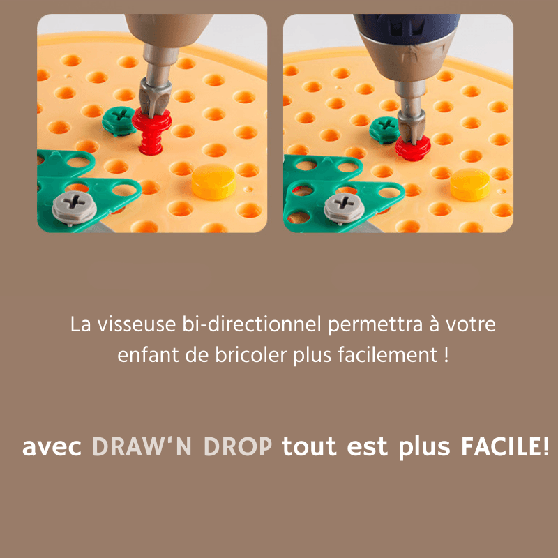 Coffret bricolage pour enfant Montessori avec visseuse - Draw'n Drop - Drawndrop